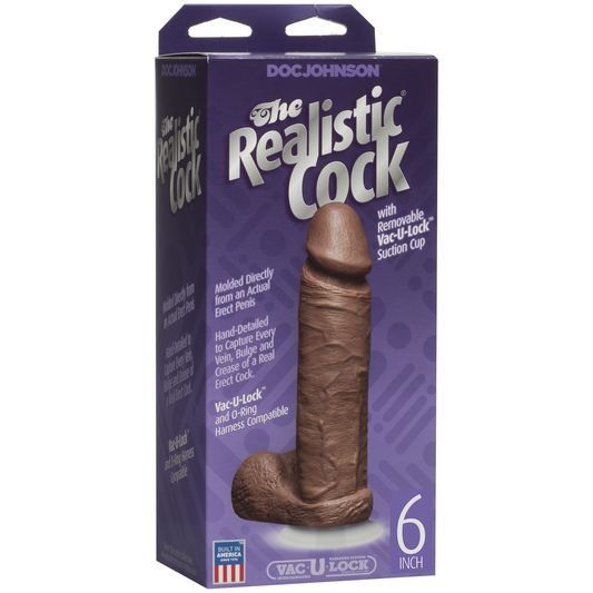Realistic Cock With Balls Removable Vac U Lock Suction Cup 6 / 16 Cm Caramel