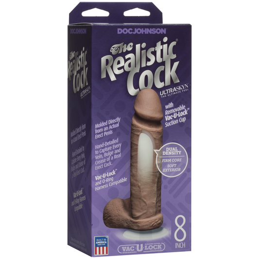 Realistic Cock With Balls Removable Vac U Lock Suction Cup Ultraskyn 8 / 20 Cm Caramel