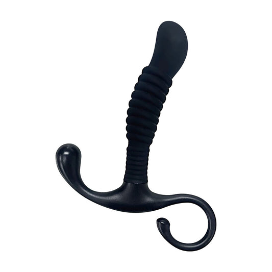 Ribbed Silicone Prostate Massager Black
