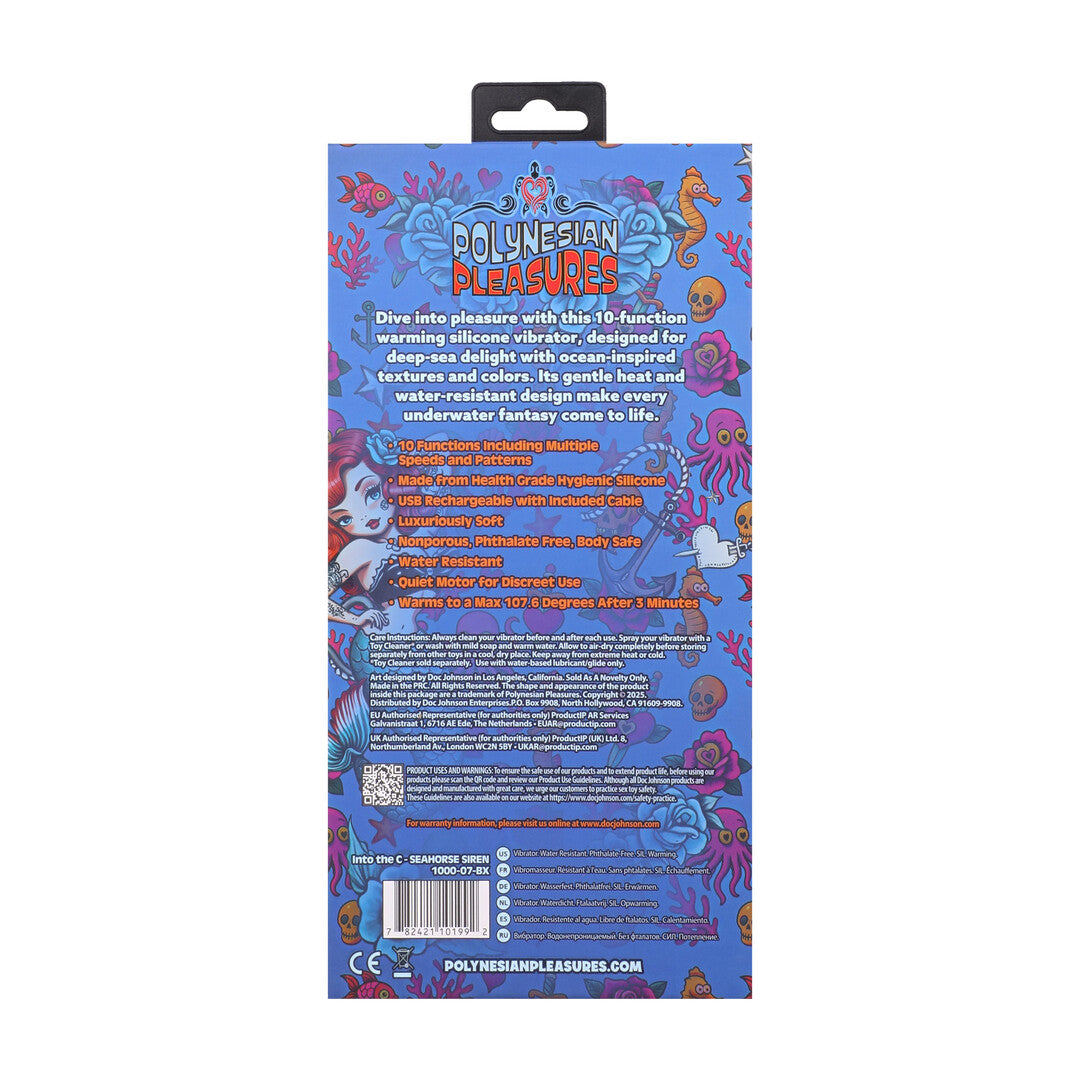 Into The C Seahorse Siren Warming Waved Rabbit Vibrator Maui Blue