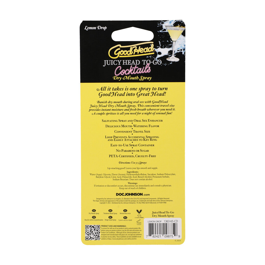 Juicy Head Cocktails Dry Mouth Spray To Go Lemon Drop 0.3 Fl Oz / 9 Ml
