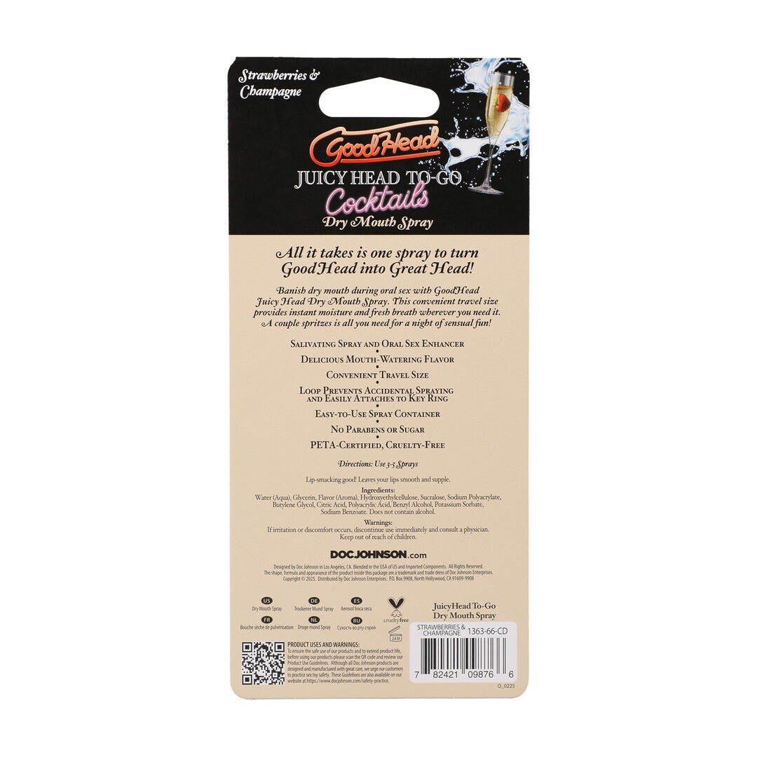 Juicy Head Cocktails Dry Mouth Spray To Go Strawberries And Champagne 0.3 Fl Oz / 9 Ml