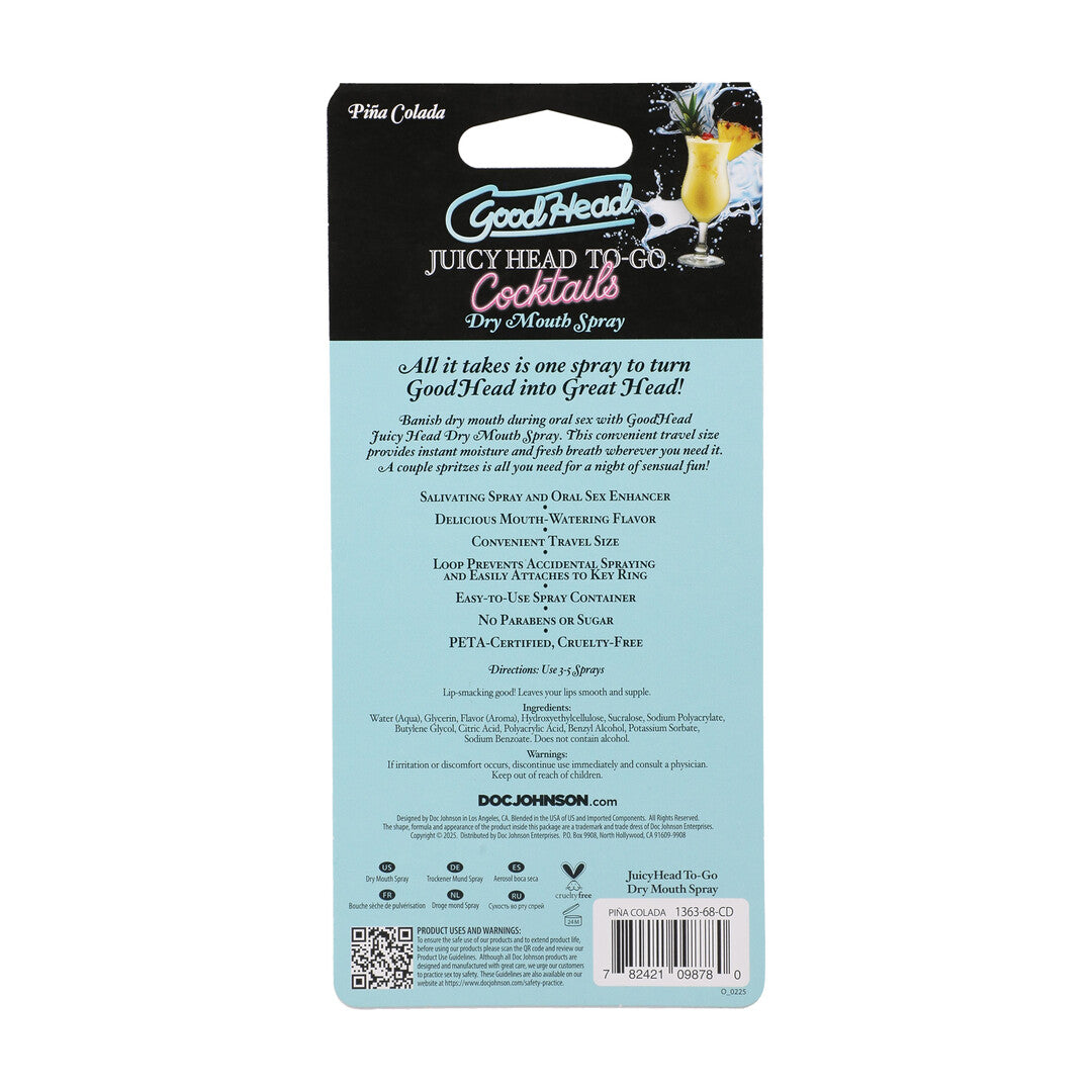 Juicy Head Cocktails Dry Mouth Spray To Go Pina Colada 0.3 Fl Oz / 9 Ml