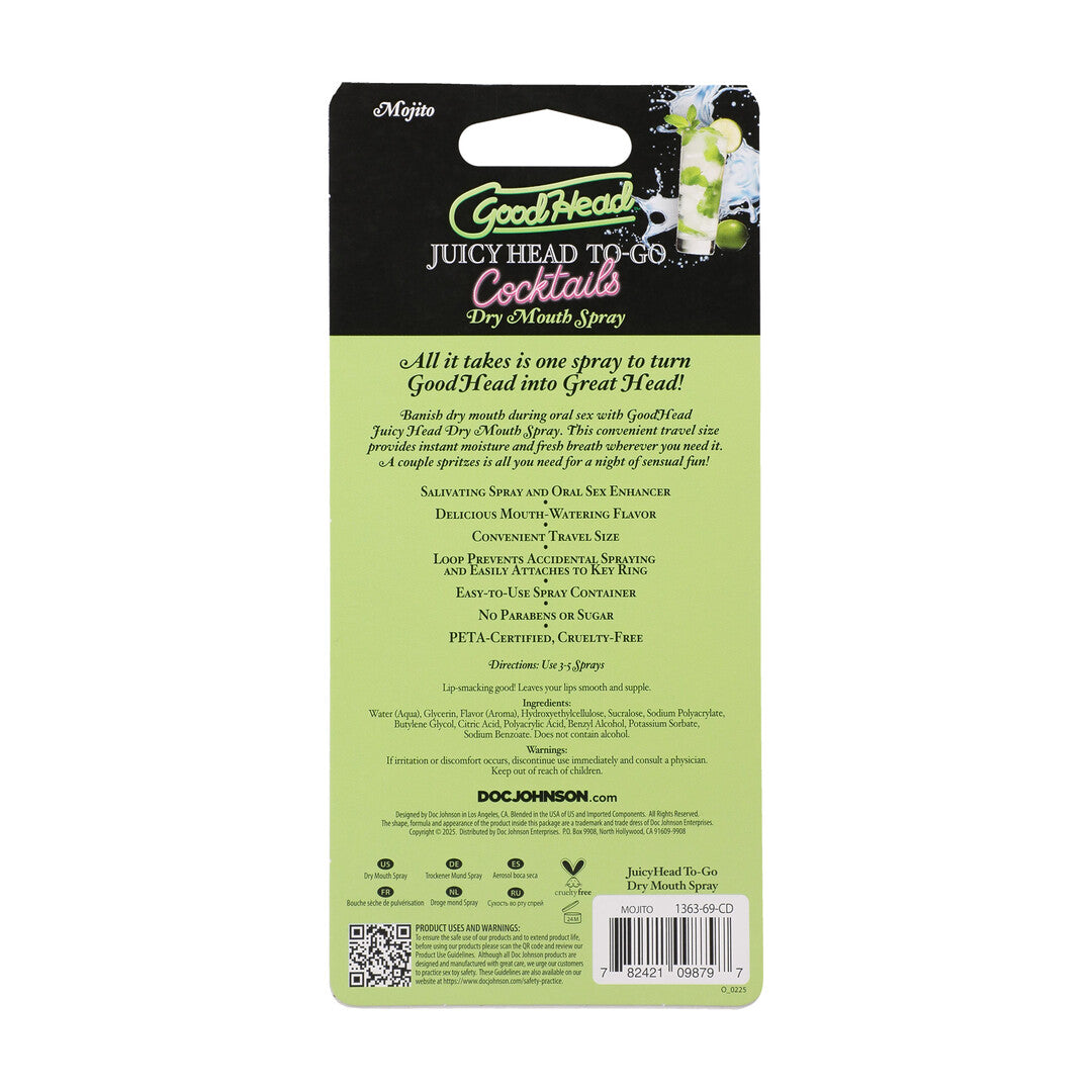 Juicy Head Cocktails Dry Mouth Spray To Go Mojito 0.3 Fl Oz / 9 Ml