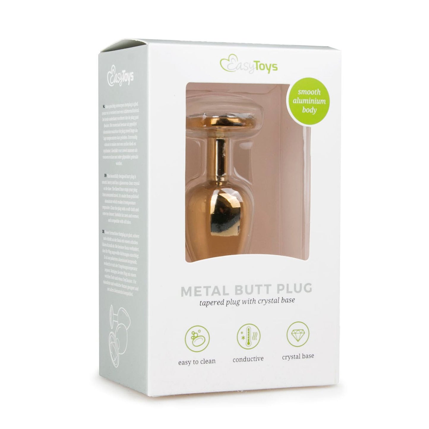 Easytoys Goudkleurige Metalen Buttplug Met Transparante Steen