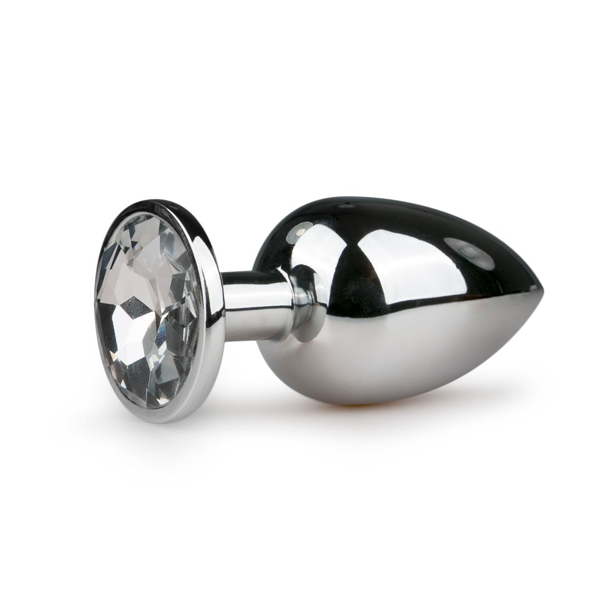 Easytoys Zilverkleurige Metalen Buttplug Met Transparant Kristal