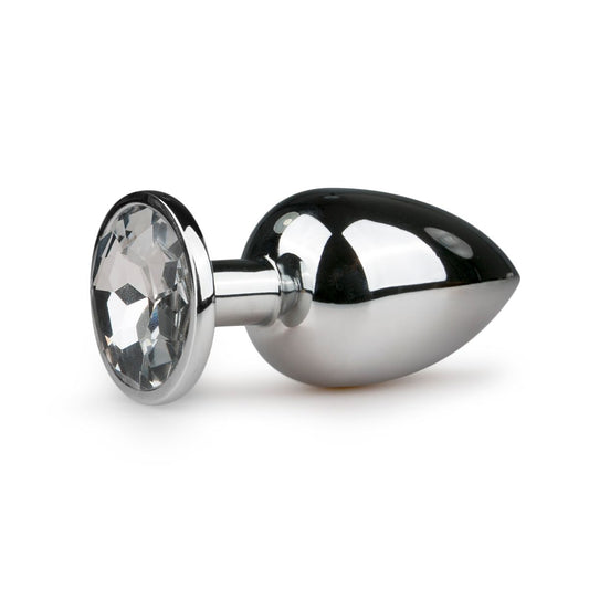 Easytoys Zilverkleurige Metalen Buttplug Met Transparant Kristal