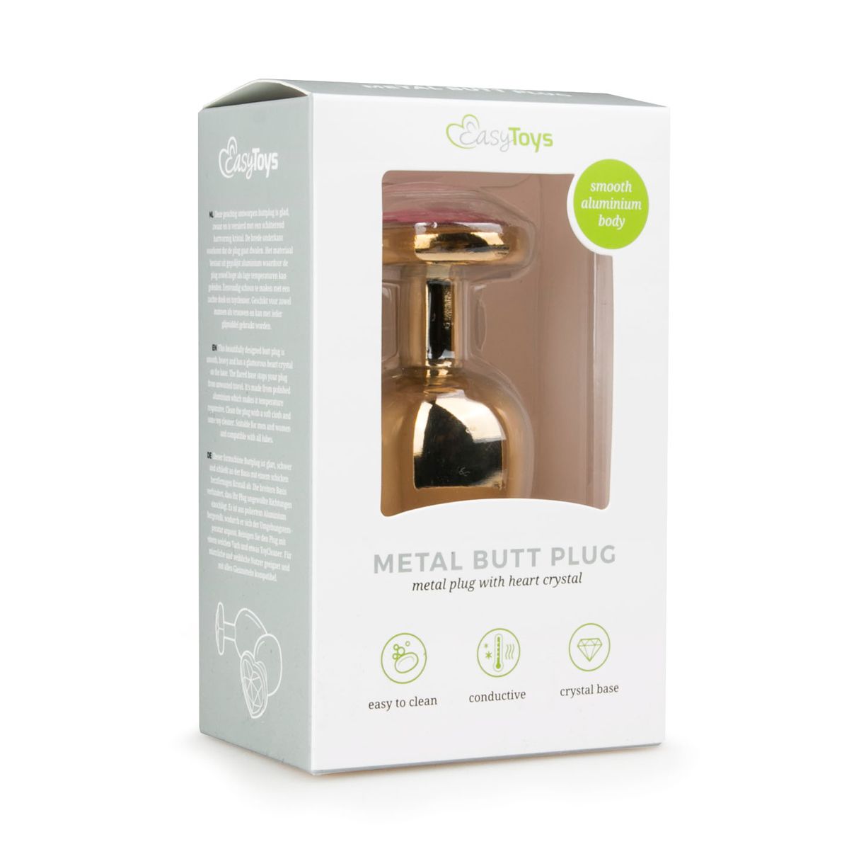 Easytoys Metalen Buttplug Met Roze Hartje Goudkleurig