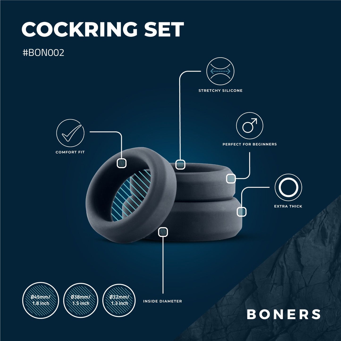 Boners Cockring Set 3 Delig