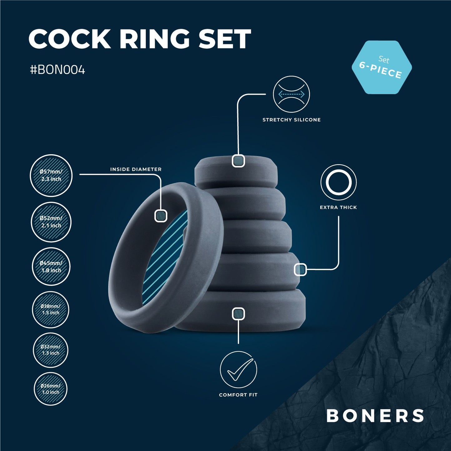 Boners 6 Delige Cockring Set