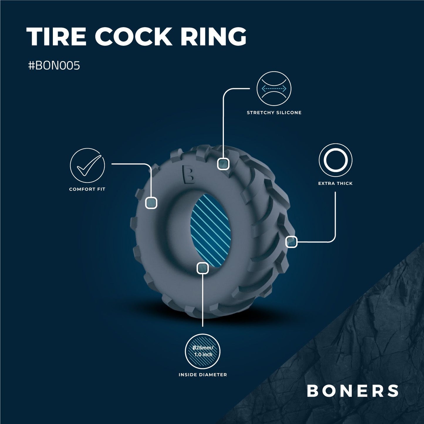 Boners Band Cockring Grijs