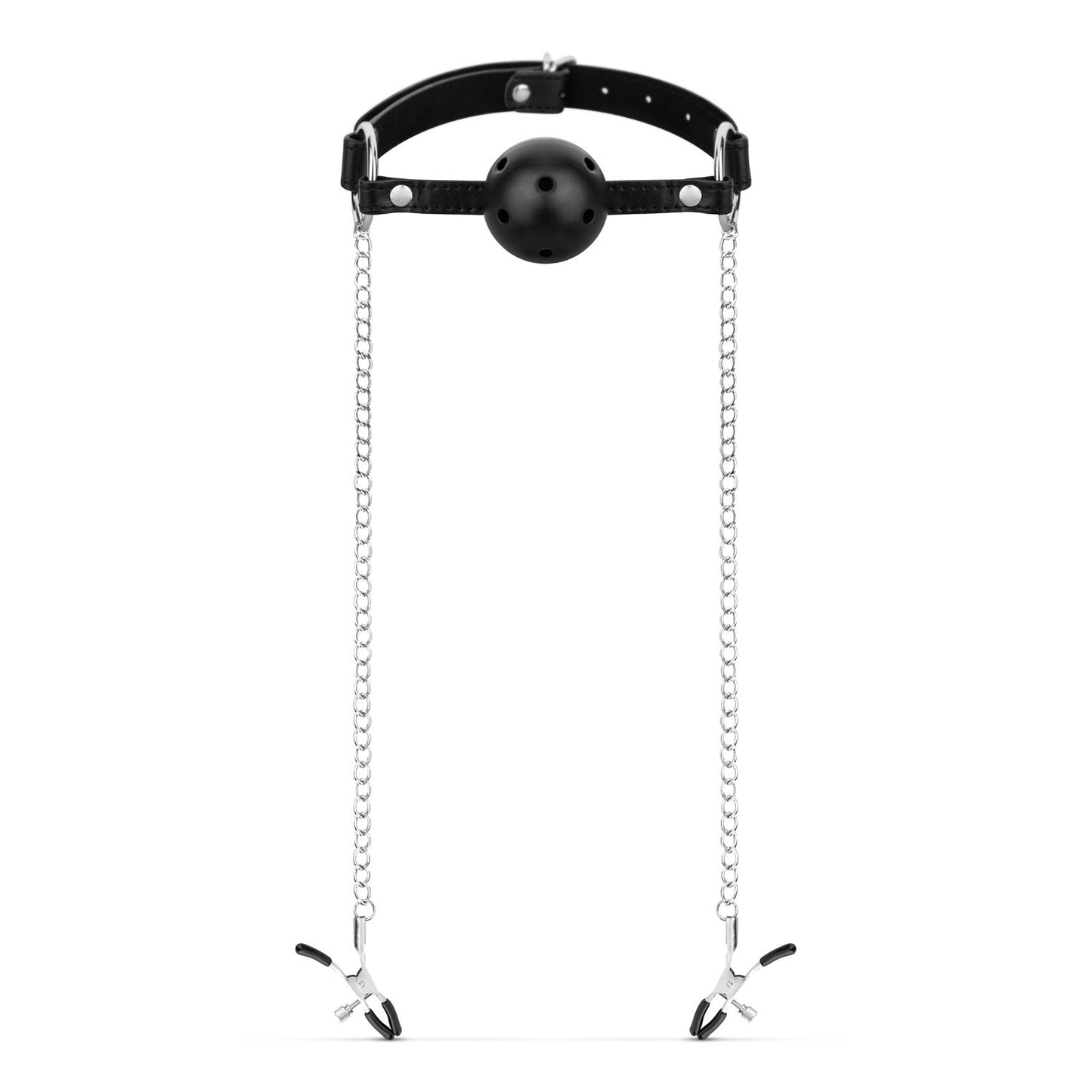 Bedroom Fantasies Ball Gag Met Tepelklemmen Zwart