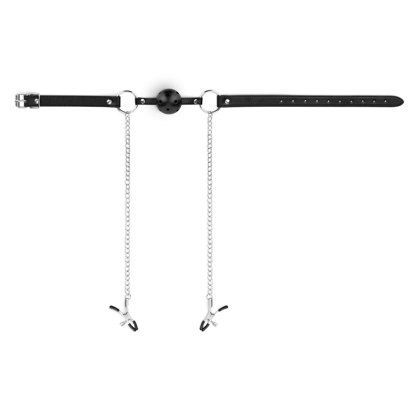 Bedroom Fantasies Ball Gag Met Tepelklemmen Zwart