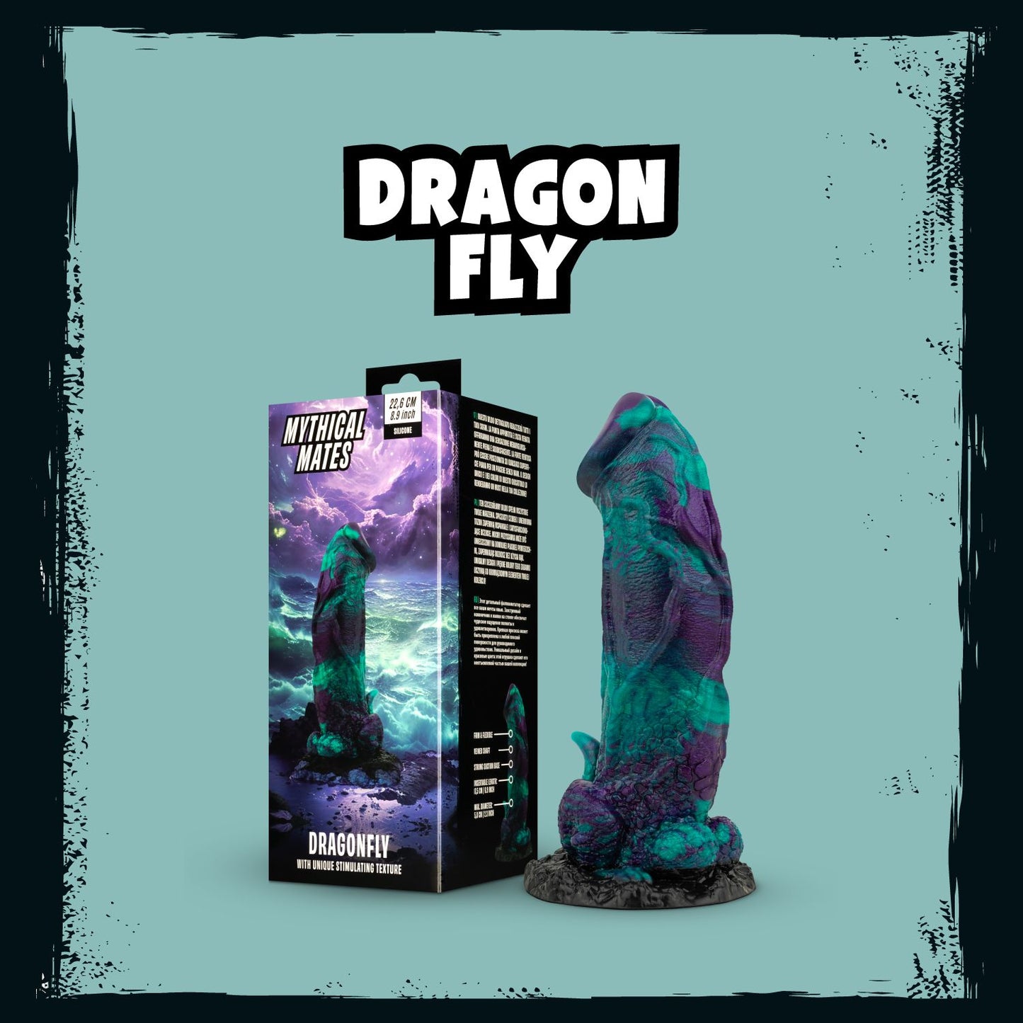 Mythical Mates Dragonfly Dildo Paars & Groen 22.6 Cm