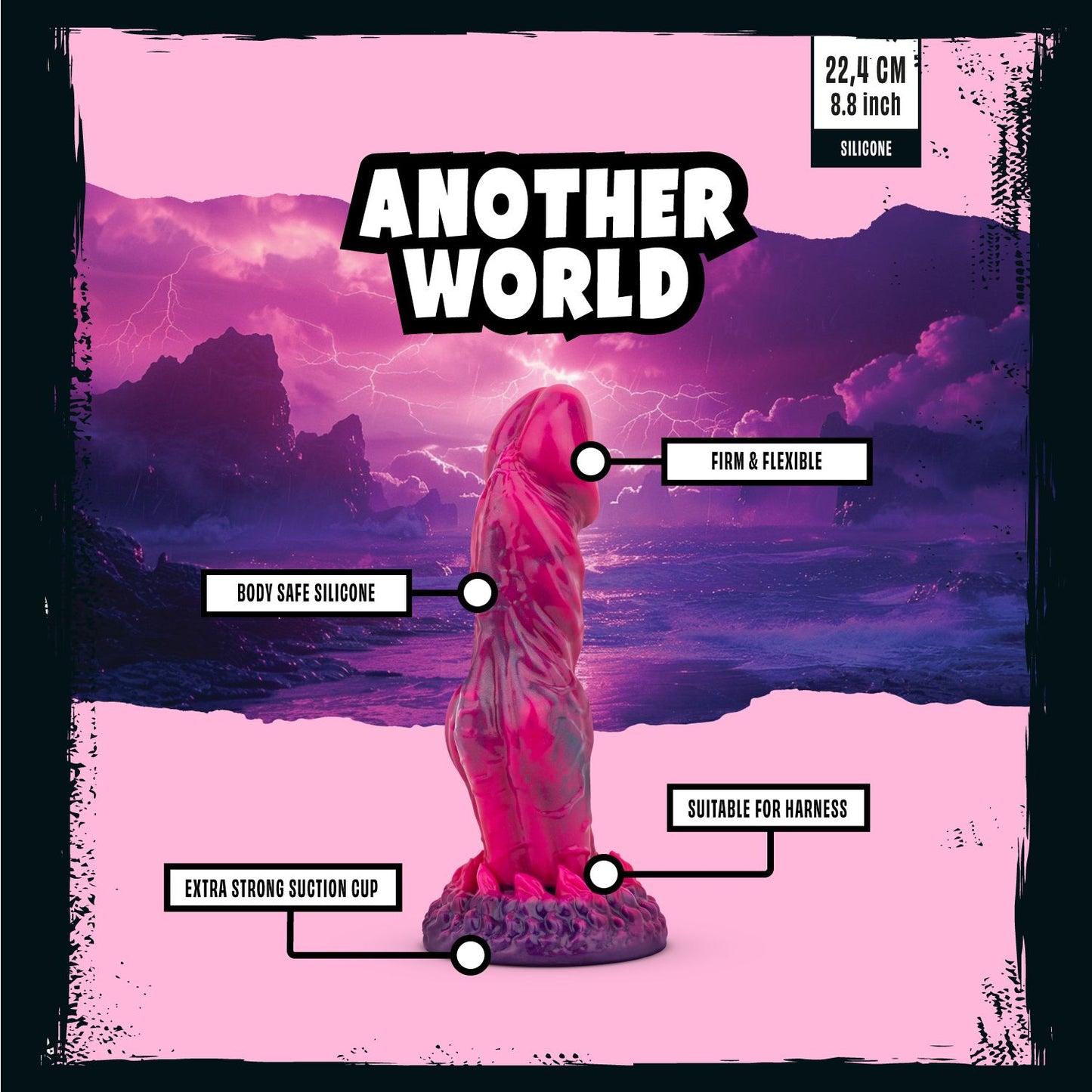 Mythical Mates Another World Dildo Roze & Paars 22.4 Cm