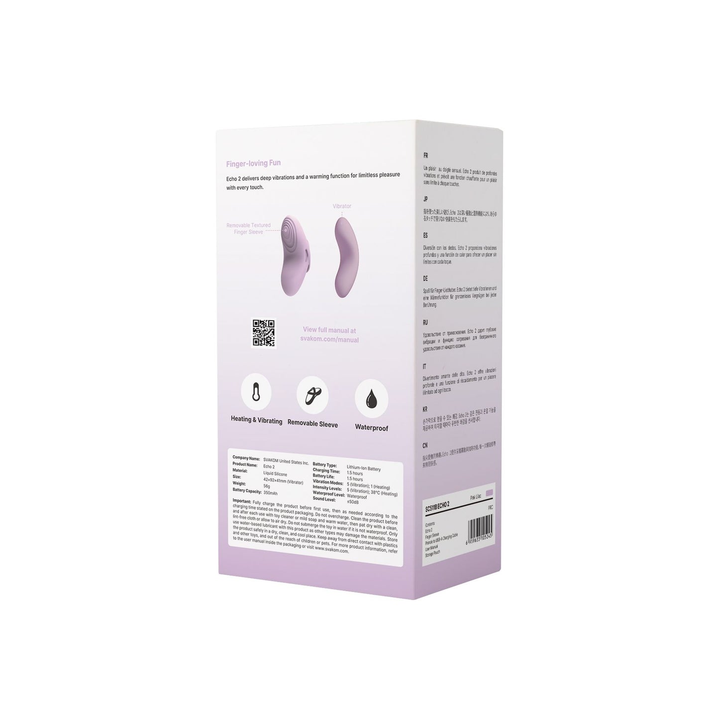 Svakom Echo 2 Vingervibrator Pink Lilac