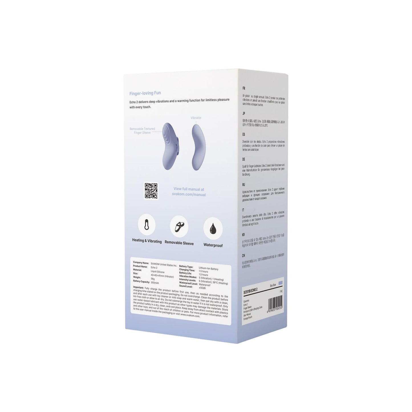 Svakom Echo 2 Vingervibrator Sky Blue