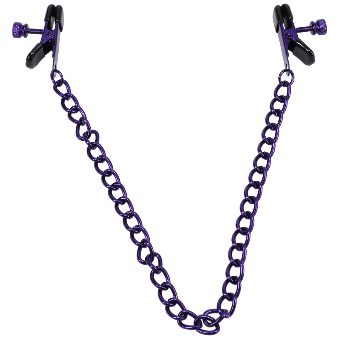 Chained Up Nipple Clamps Purple