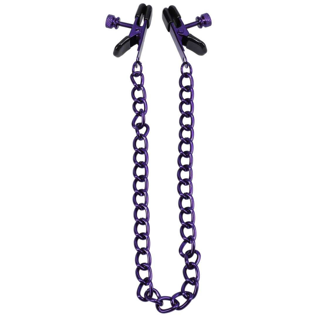 Chained Up Nipple Clamps Purple