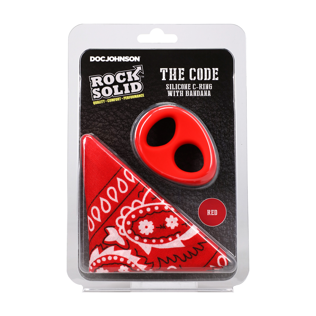 The Code Silicone Cockring With Bandana Red