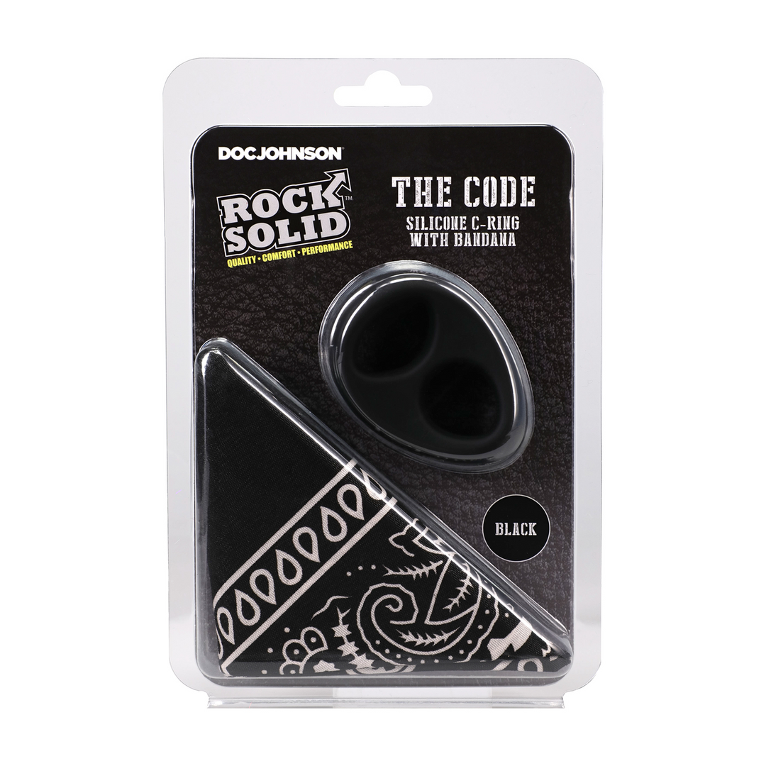 The Code Silicone Cockring With Bandana Black