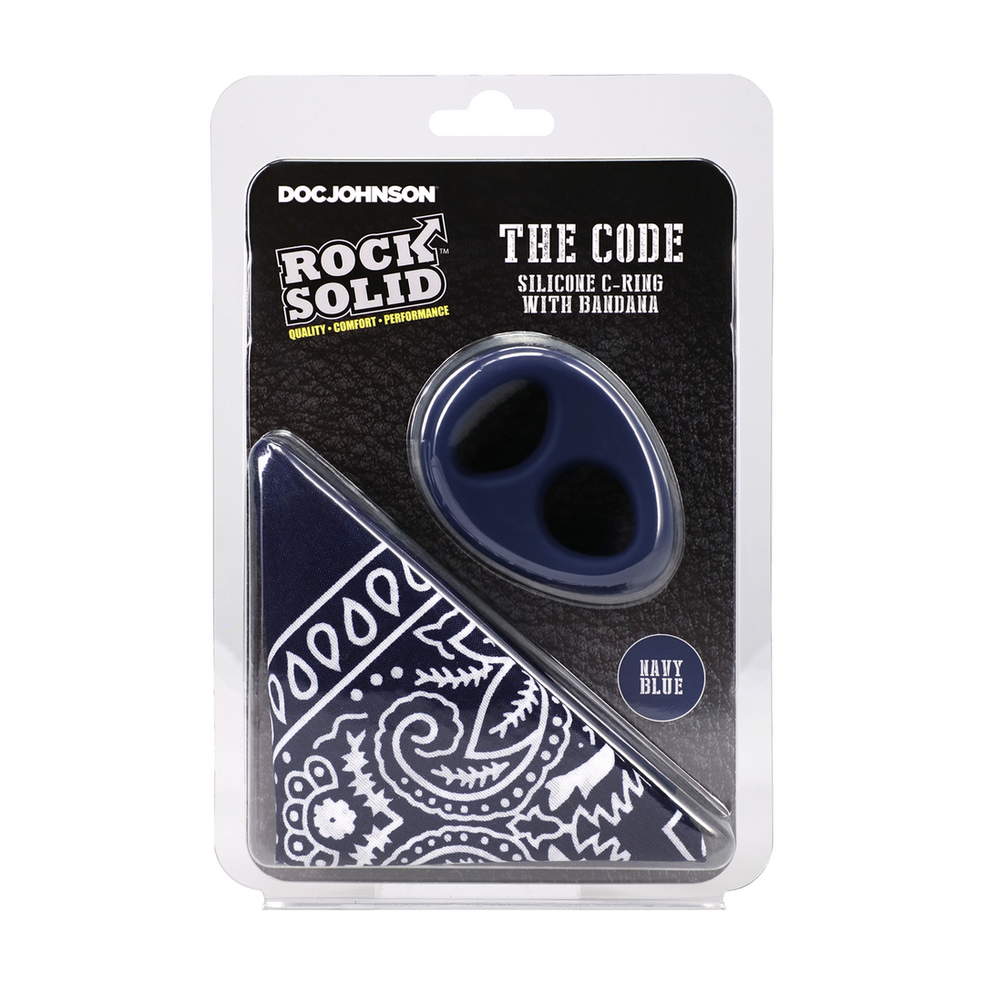 The Code Silicone Cockring With Bandana Navy Blue