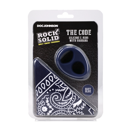 The Code Silicone Cockring With Bandana Navy Blue