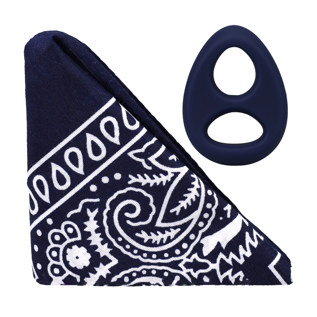 The Code Silicone Cockring With Bandana Navy Blue