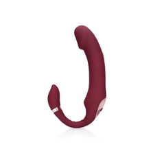 Afbeelding in Gallery-weergave laden, Bendable Vibrating Strapless Strap On Merlot Grape
