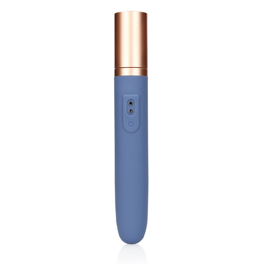 Travel Vibrator With Lube Compartment And Pump Blue Horizon