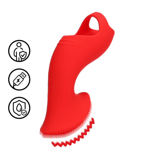 Loveline Textured Finger Vibrator Sunrise Red
