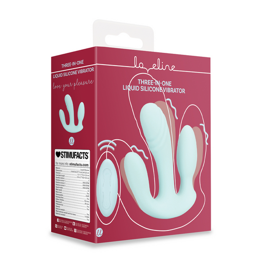 Loveline Three In One Liquid Silicone Vibrator Breezy Blue