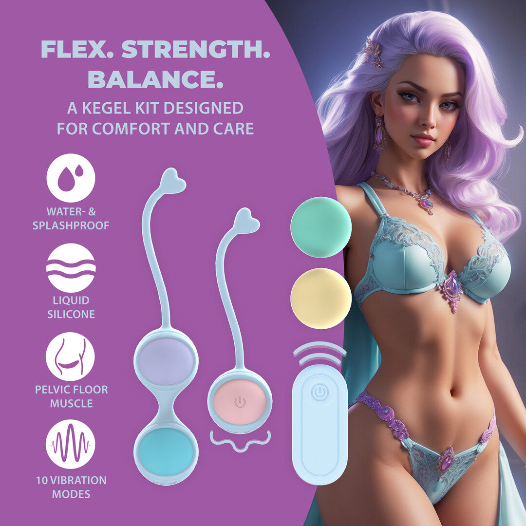 Vibrating And 5 Weight Interchangeable Kegel Kit With Remote Control Purple