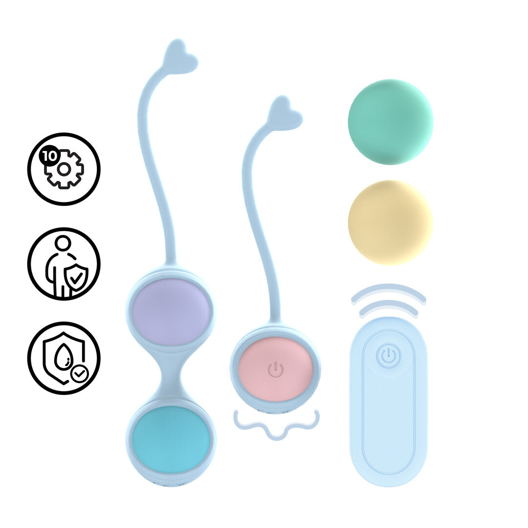 Vibrating And 5 Weight Interchangeable Kegel Kit With Remote Control Purple