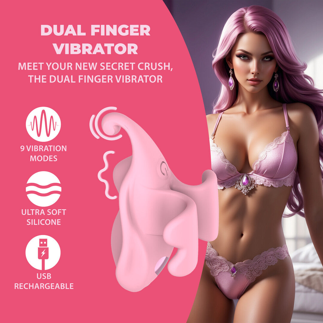 Finger Dual Vibrator Pink