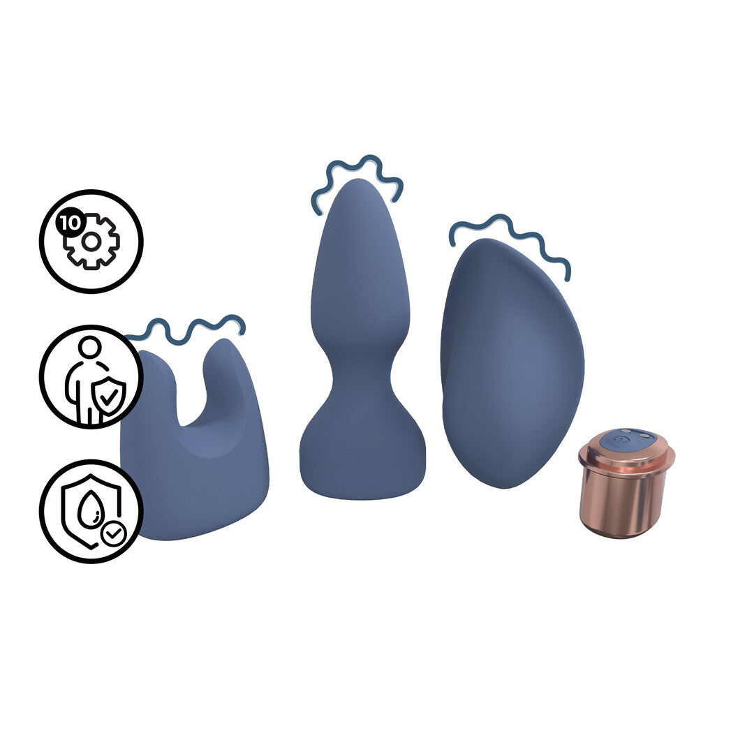 Interchangeable Vibrator Kit Blue/grey