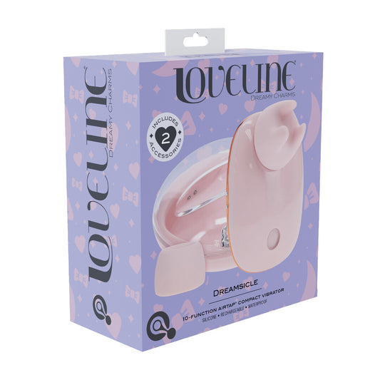 Dreamsicle Compact Airtap Vibrator With Two Head Attachments Pink
