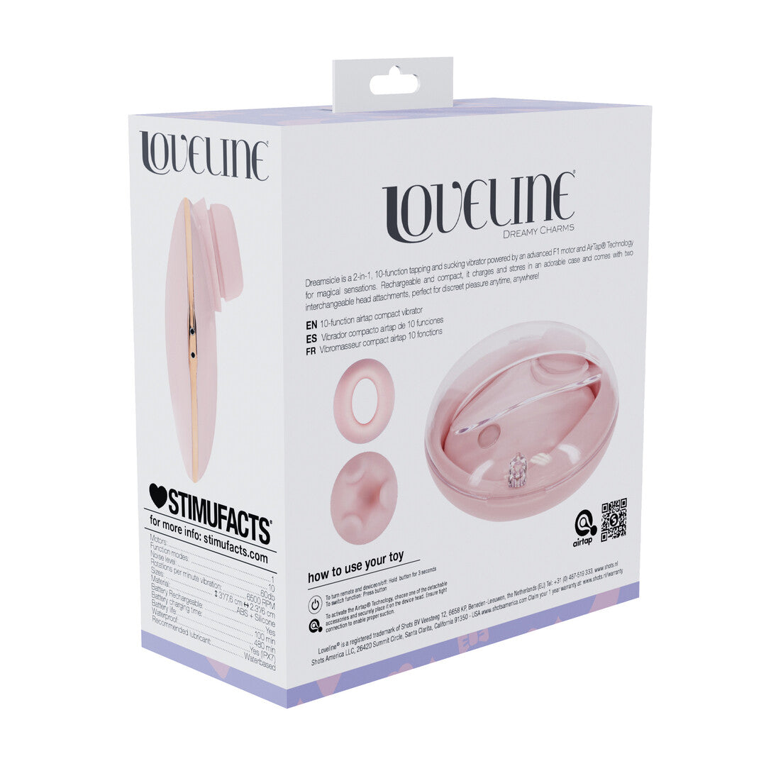 Dreamsicle Compact Airtap Vibrator With Two Head Attachments Pink