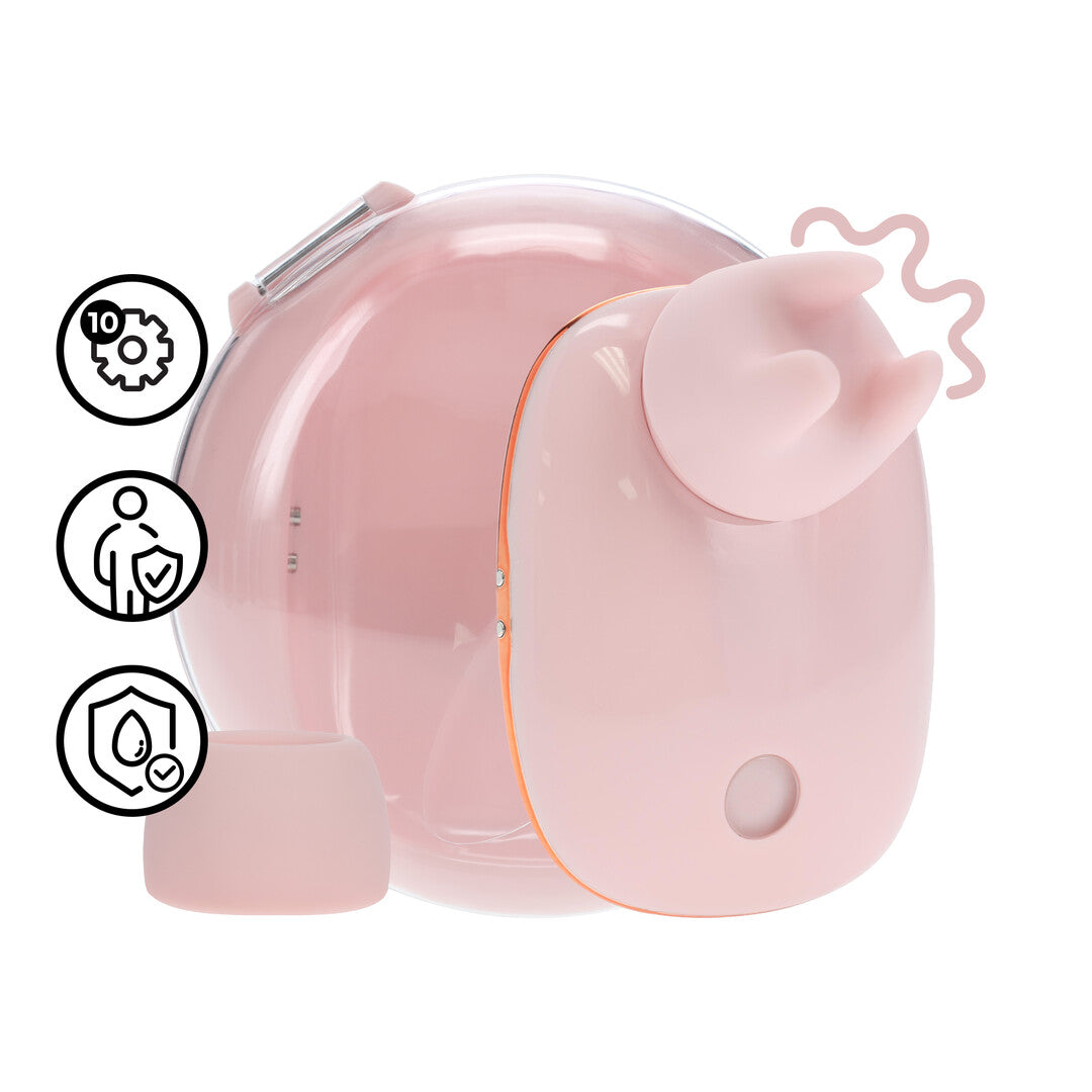 Dreamsicle Compact Airtap Vibrator With Two Head Attachments Pink