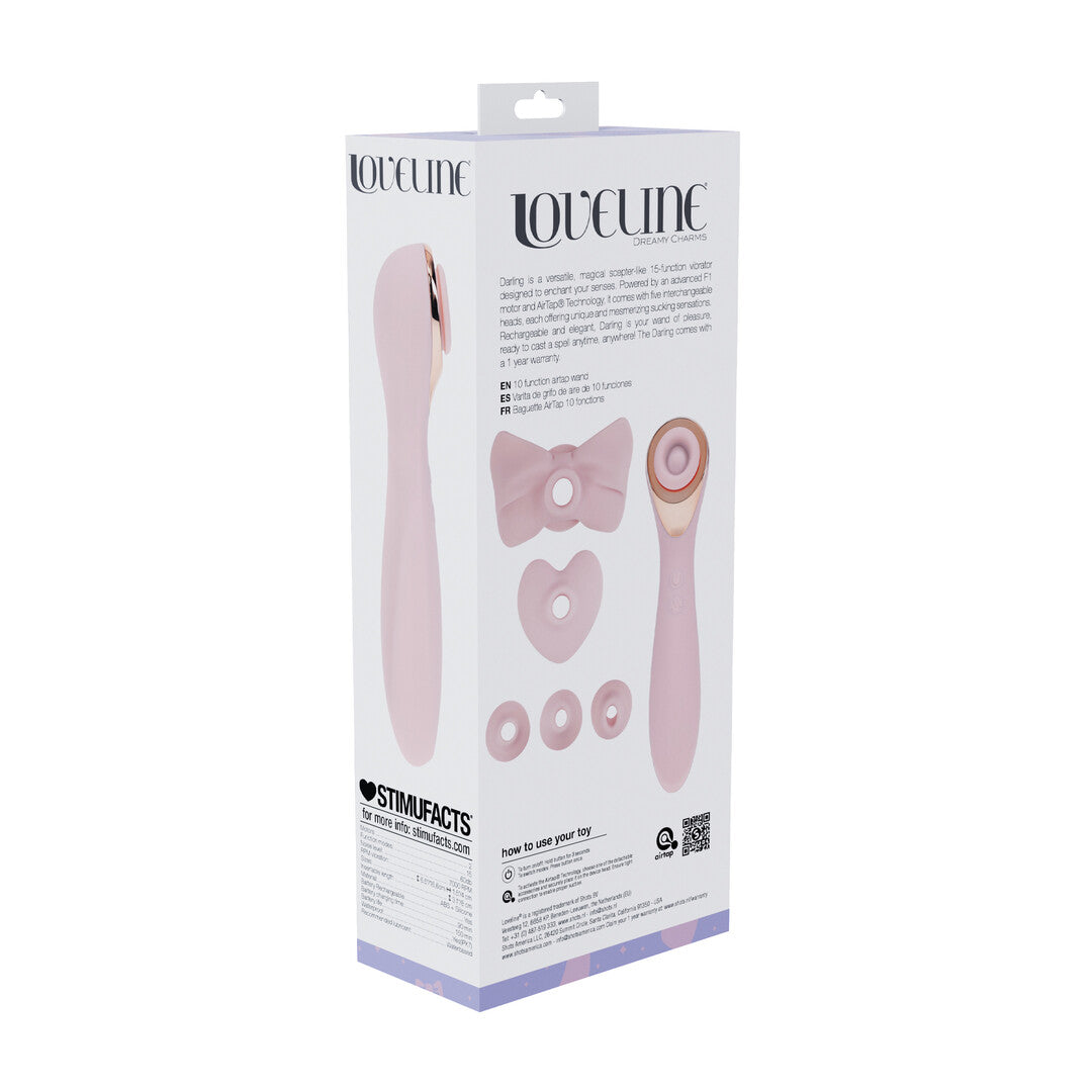 Darling Airtap Wand Vibrator With Five Head Attachments Pink