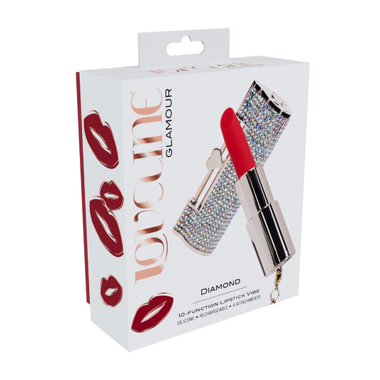 Diamond Lipstick Vibrator With 4 Attachments Iridescent