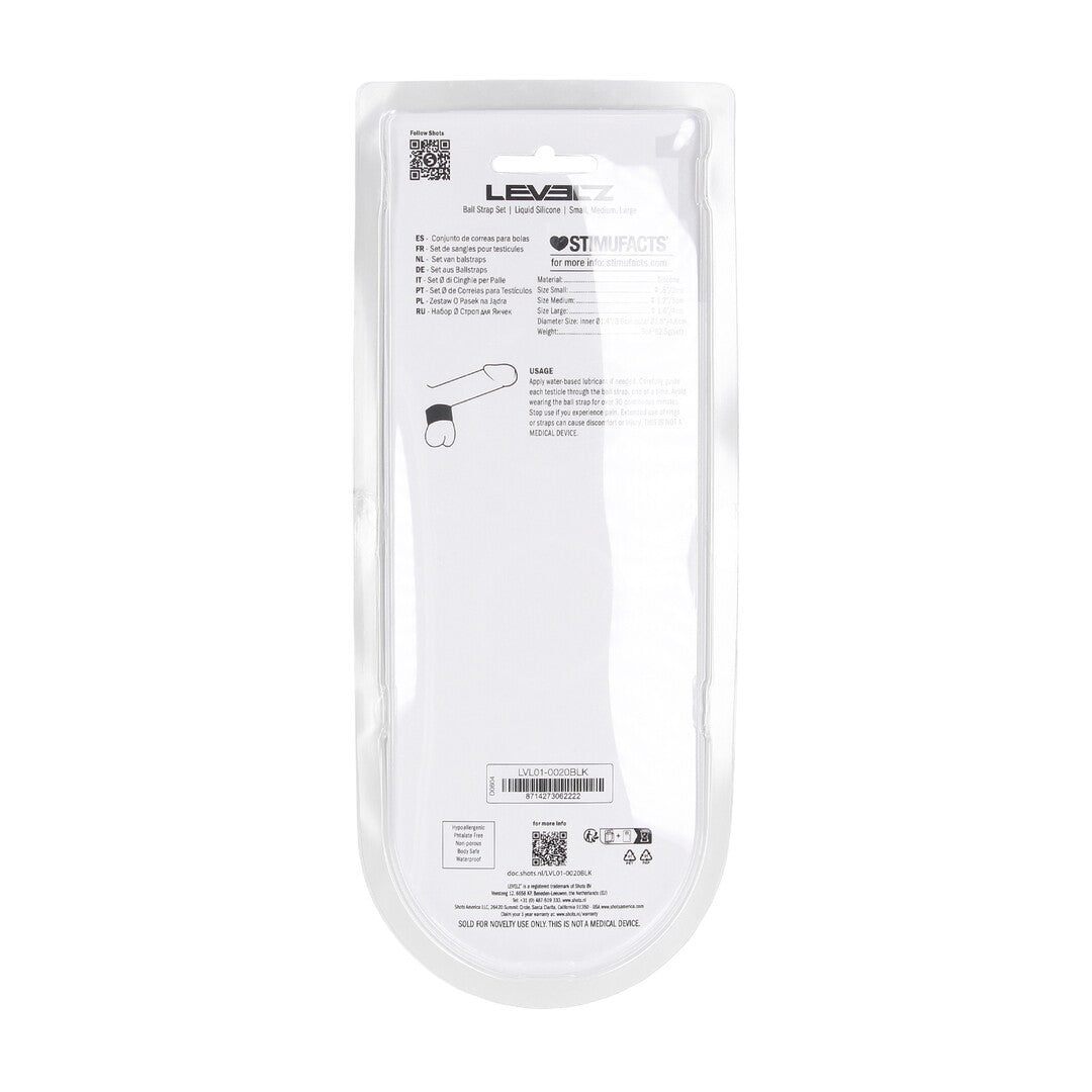 Juego De 3 Correas De Bola De Silicona Líquida S/m/l Negro