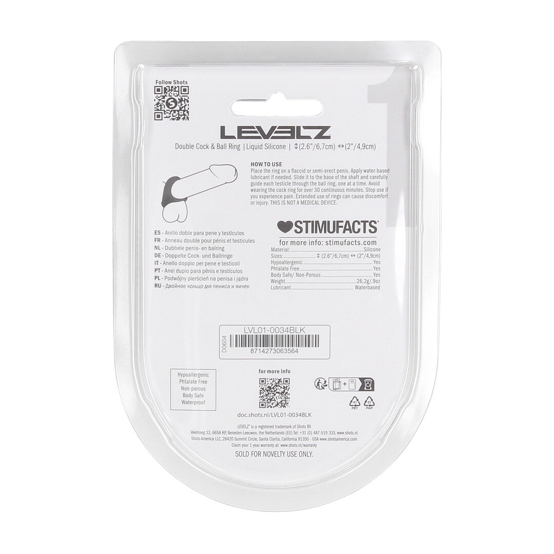 Anillo De Silicona Líquida Doble Para Pene Y Testículos Negro