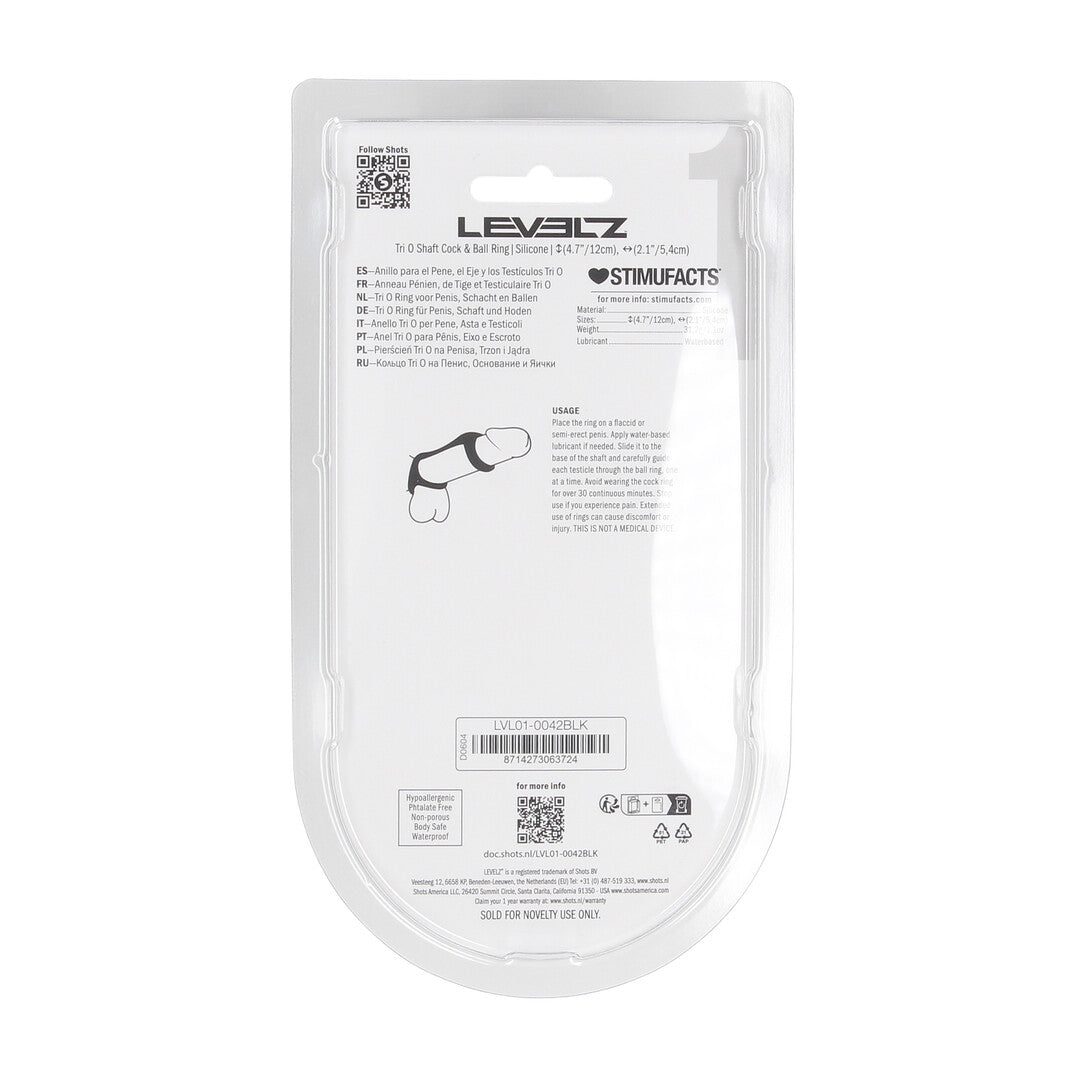 Tri O Anillo De Silicona Para Pene Y Testículos Negro