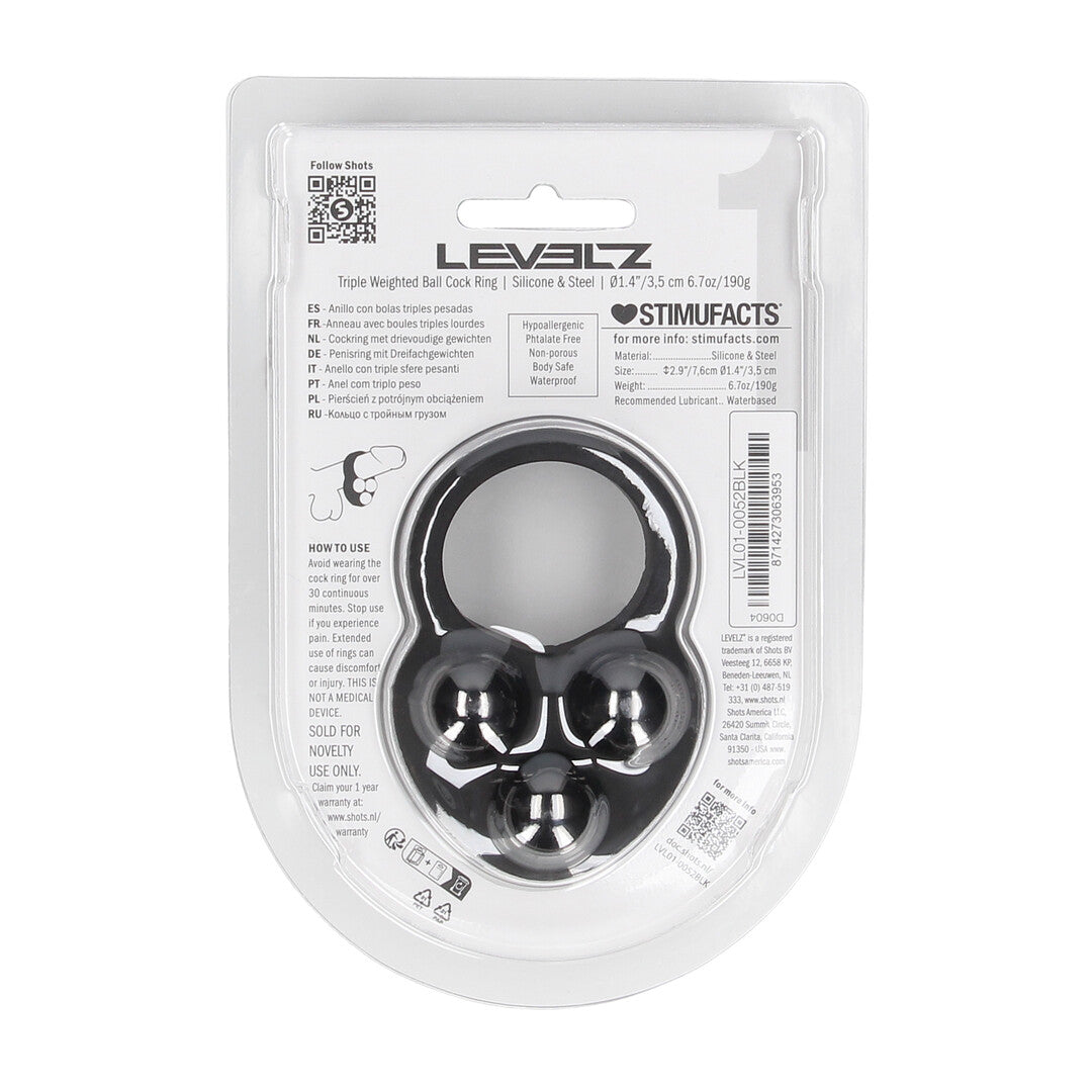 Anillo De Pene De Silicona Líquida Con Triple Peso Negro