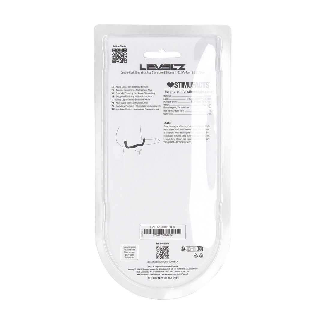 Anillo Doble De Silicona Con Estimulador Anal Negro