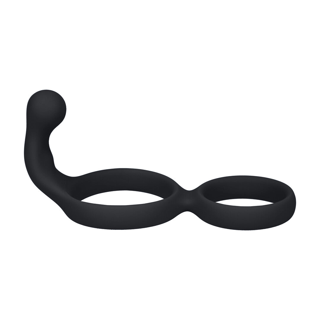 Anillo Doble De Silicona Con Estimulador Anal Negro