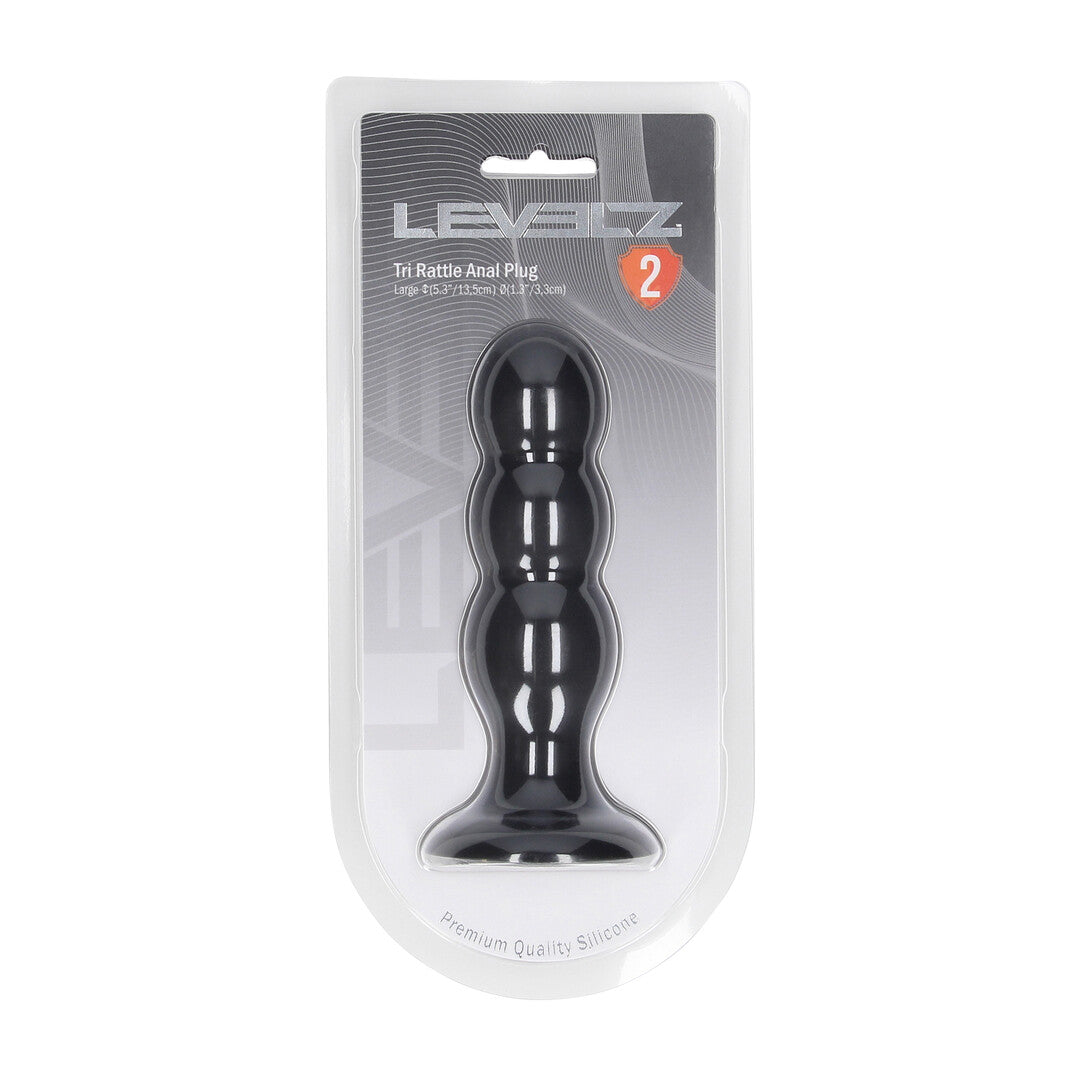 Tri Rattle Plug Anal De Silicona Líquida L Negro