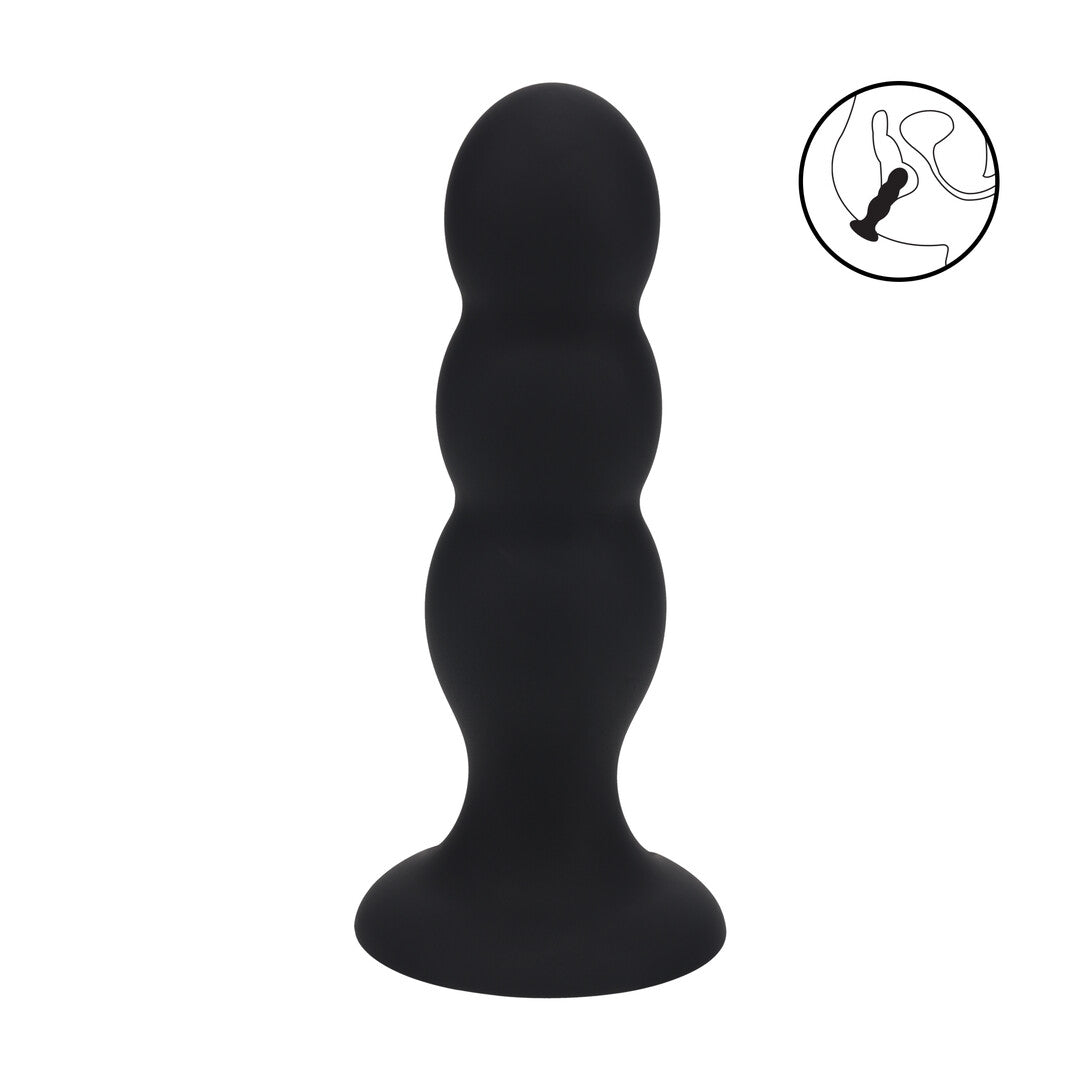 Tri Rattle Plug Anal De Silicona Líquida L Negro