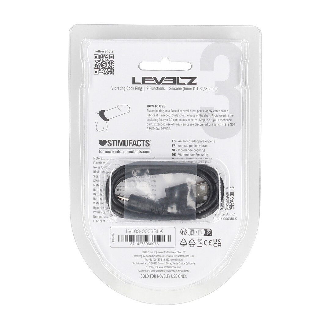 Anillo Vibrador De Silicona Líquida Sellado Negro